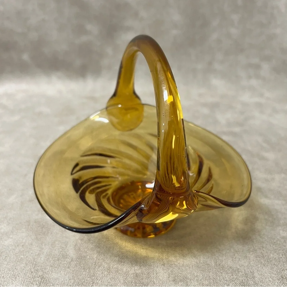 Vintage 1920s Amber-Colored Glass Bridal Basket